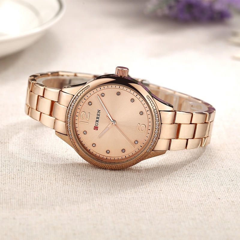 9003 Crystal Casual Style Mujer Reloj De Pulsera Relojes De Cuarzo De Acero Inoxidable