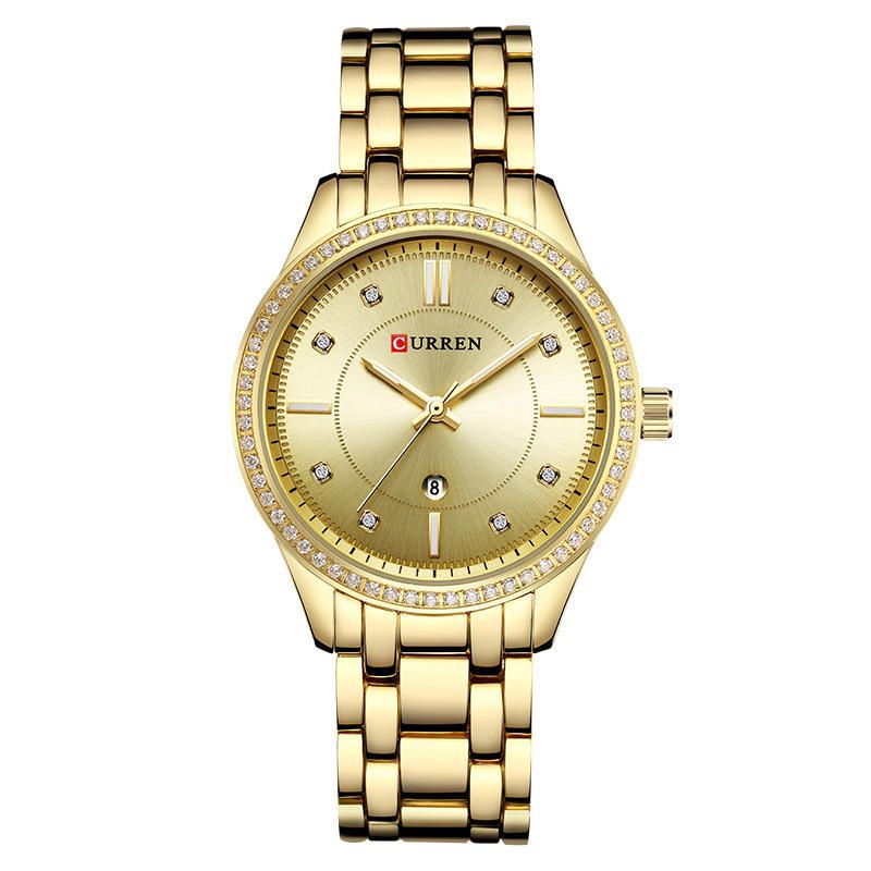 9010 Cristal Resistente Al Agua Diseño Elegante Reloj De Pulsera Para Mujer Reloj De Cuarzo Con Visualización De Fecha