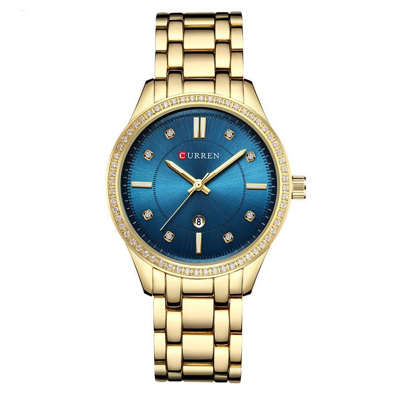 9010 Cristal Resistente Al Agua Diseño Elegante Reloj De Pulsera Para Mujer Reloj De Cuarzo Con Visualización De Fecha