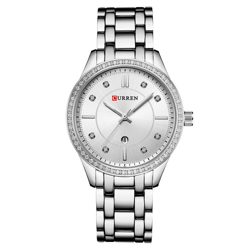 9010 Cristal Resistente Al Agua Diseño Elegante Reloj De Pulsera Para Mujer Reloj De Cuarzo Con Visualización De Fecha