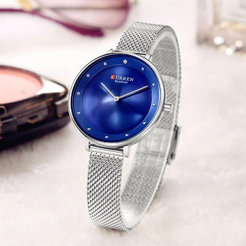 9029 Reloj De Pulsera De Mujer De Estilo Casual Relojes De Cuarzo De Acero Inoxidable De Malla