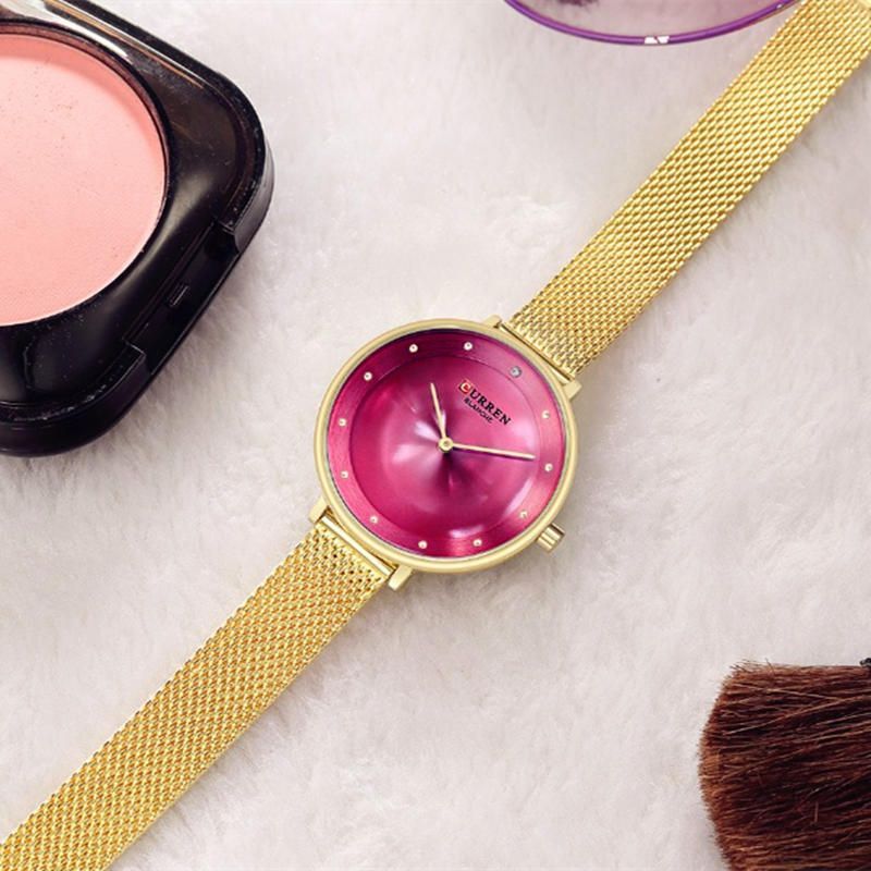 9029 Reloj De Pulsera De Mujer De Estilo Casual Relojes De Cuarzo De Acero Inoxidable De Malla