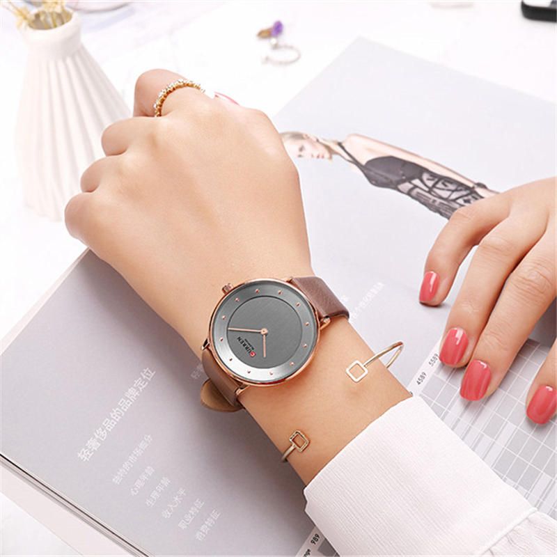 9033 Estuche De Esfera Ultrafina Reloj De Cuarzo De Estilo Casual Reloj De Mujer De Negocios Con Banda De Cuero