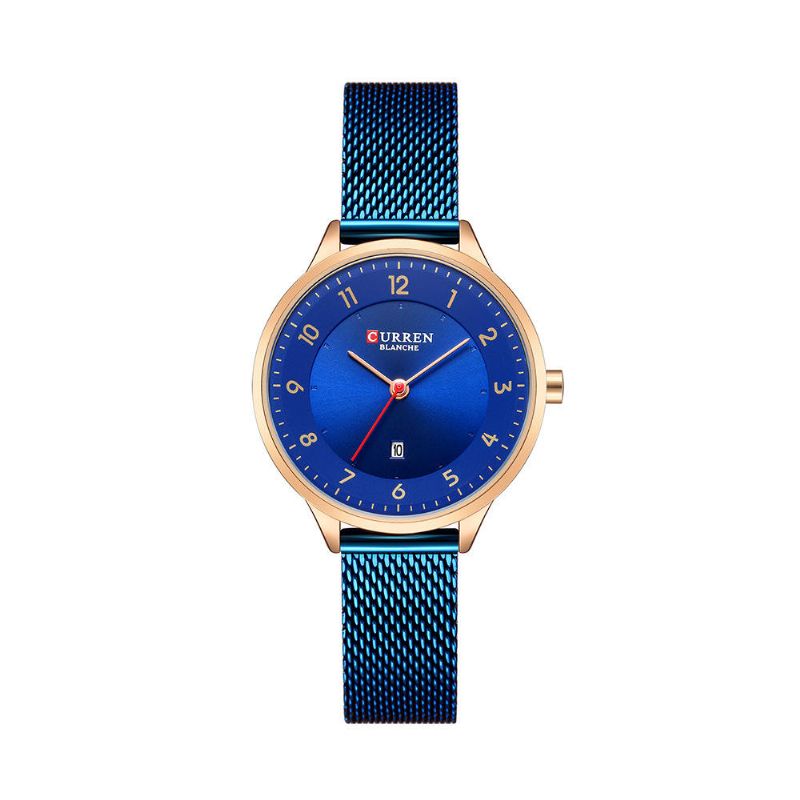 9035 Pantalla De Fecha Diseño Simple Reloj De Pulsera Para Mujer Reloj De Cuarzo De Acero Completo