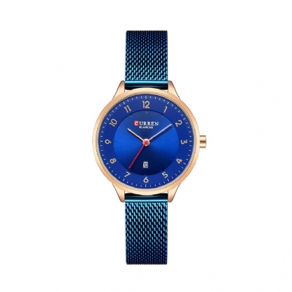 9035 Pantalla De Fecha Diseño Simple Reloj De Pulsera Para Mujer Reloj De Cuarzo De Acero Completo