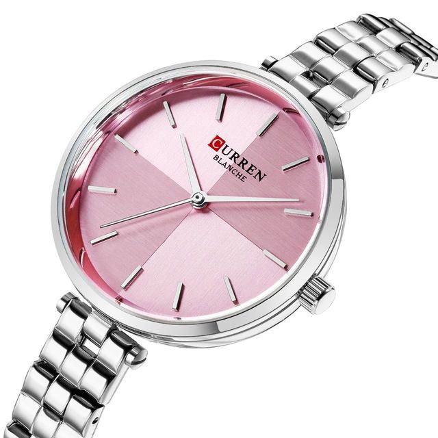 9043 Reloj De Pulsera Para Mujer De Estilo Simple Relojes De Cuarzo Con Banda De Acero Inoxidable