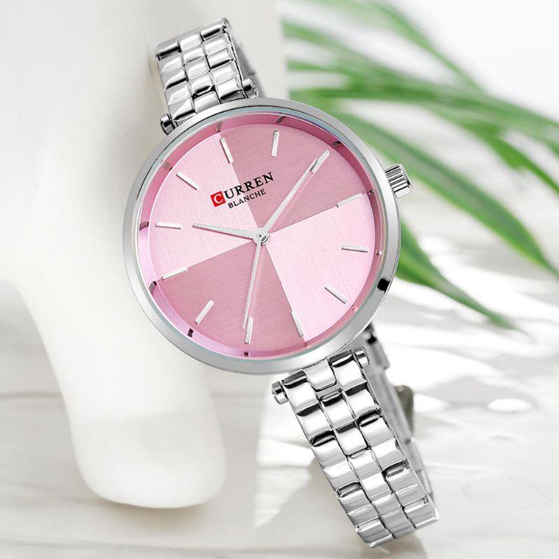 9043 Reloj De Pulsera Para Mujer De Estilo Simple Relojes De Cuarzo Con Banda De Acero Inoxidable