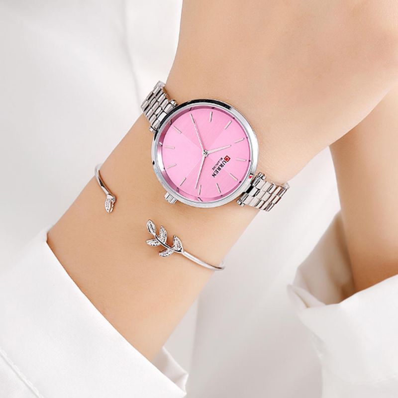 9043 Reloj De Pulsera Para Mujer De Estilo Simple Relojes De Cuarzo Con Banda De Acero Inoxidable