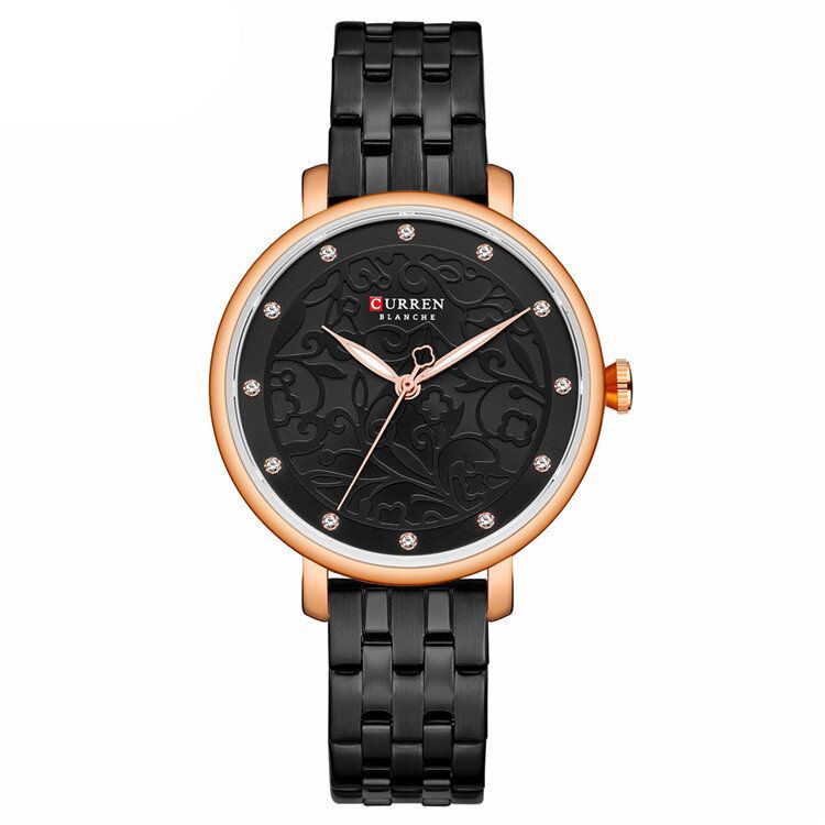 9046 Reloj De Pulsera De Mujer De Negocios Con Pantalla De Esfera 3d Relojes De Cuarzo Con Banda De Acero