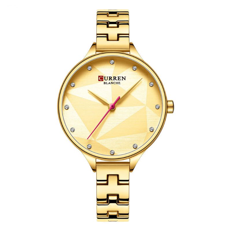 9047 Reloj De Pulsera De Mujer De Diseño Elegante Reloj De Cuarzo De Acero Completo Con Cristal