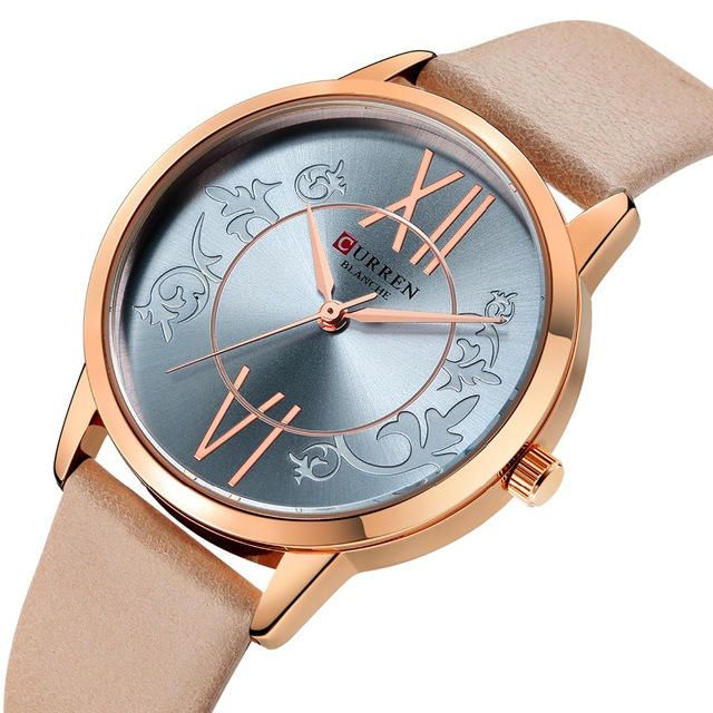 9049 Reloj De Pulsera Analógico De Estilo Casual Para Mujer Reloj De Cuarzo Con Banda De Cuero