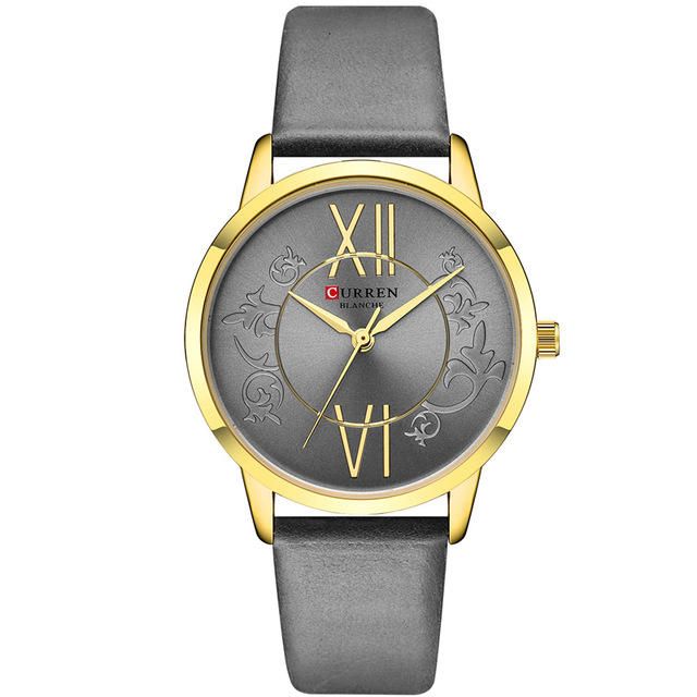 9049 Reloj De Pulsera Analógico De Estilo Casual Para Mujer Reloj De Cuarzo Con Banda De Cuero