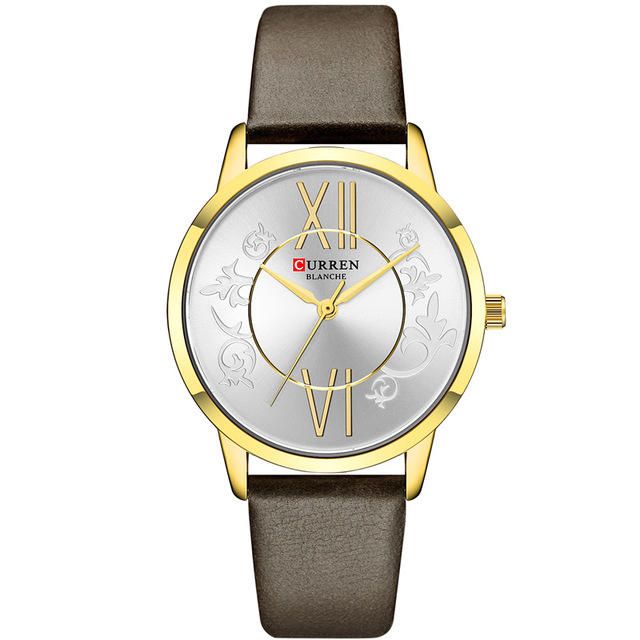 9049 Reloj De Pulsera Analógico De Estilo Casual Para Mujer Reloj De Cuarzo Con Banda De Cuero