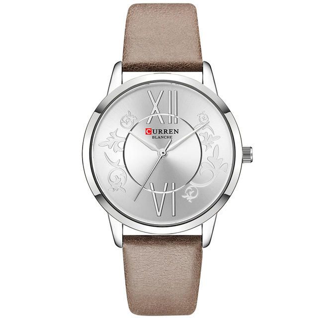 9049 Reloj De Pulsera Analógico De Estilo Casual Para Mujer Reloj De Cuarzo Con Banda De Cuero