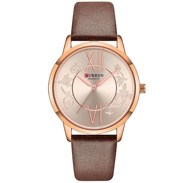 9049 Reloj De Pulsera Analógico De Estilo Casual Para Mujer Reloj De Cuarzo Con Banda De Cuero