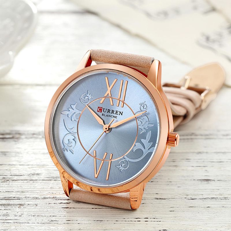 9049 Reloj De Pulsera Analógico De Estilo Casual Para Mujer Reloj De Cuarzo Con Banda De Cuero