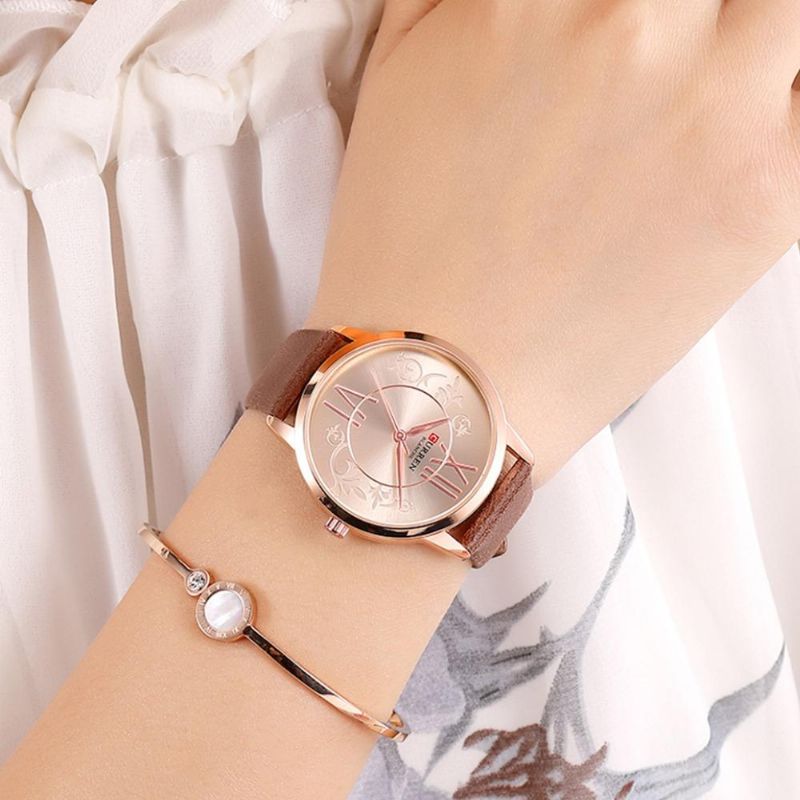 9049 Reloj De Pulsera Analógico De Estilo Casual Para Mujer Reloj De Cuarzo Con Banda De Cuero