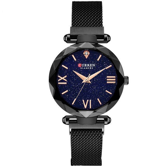 9063 Diseño Elegante Romántico Sky Dial Show Reloj De Pulsera Para Mujer Reloj De Cuarzo De Acero Completo