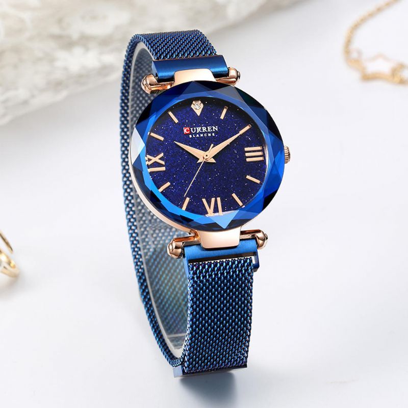 9063 Diseño Elegante Romántico Sky Dial Show Reloj De Pulsera Para Mujer Reloj De Cuarzo De Acero Completo