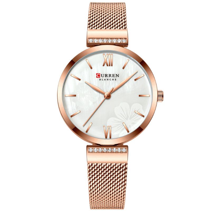 9067 Reloj De Pulsera Para Mujer De Diseño Simple Relojes De Cuarzo Con Banda De Acero Y Cristal