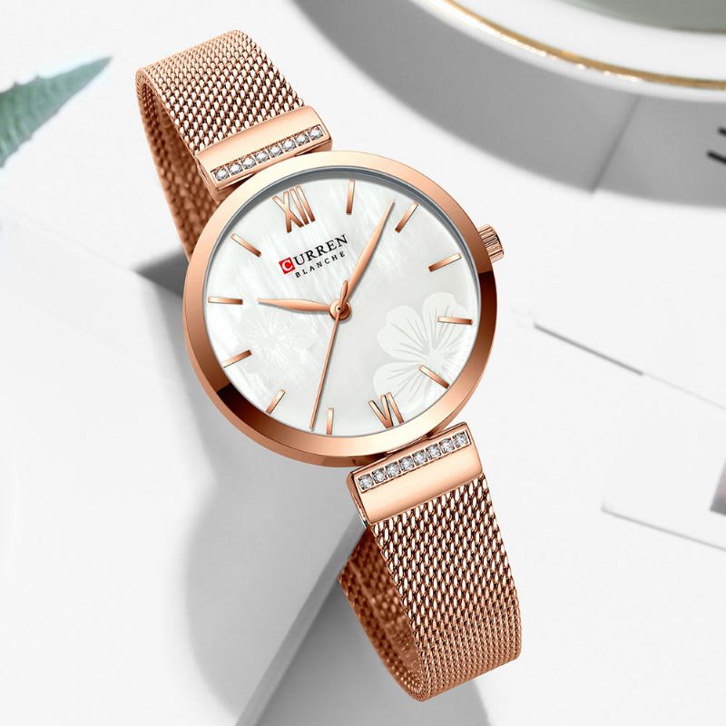 9067 Reloj De Pulsera Para Mujer De Diseño Simple Relojes De Cuarzo Con Banda De Acero Y Cristal