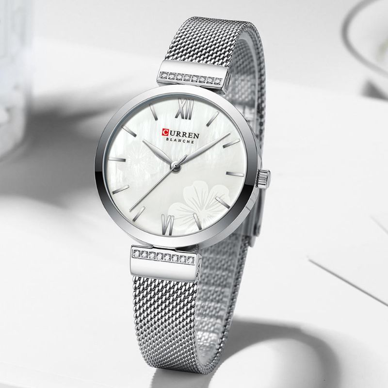 9067 Reloj De Pulsera Para Mujer De Diseño Simple Relojes De Cuarzo Con Banda De Acero Y Cristal