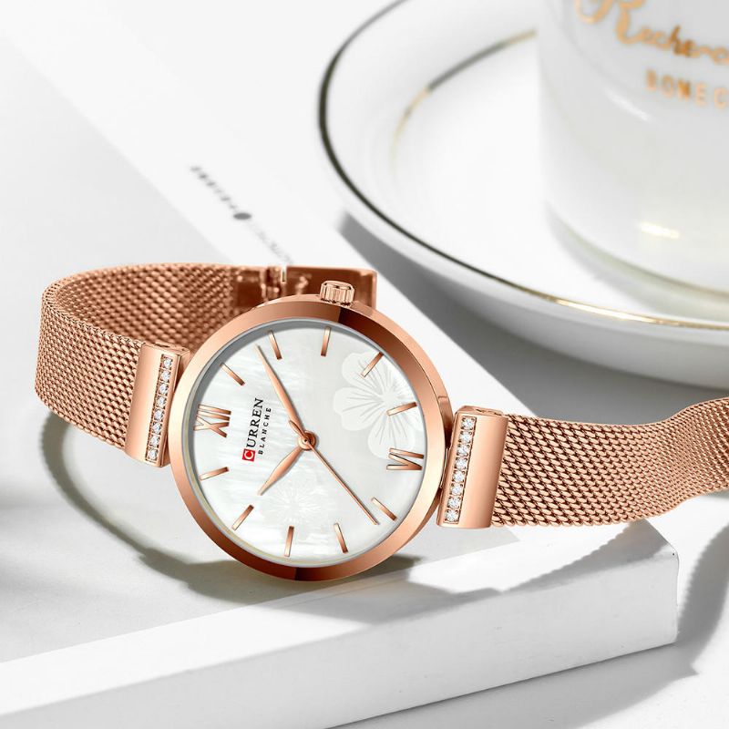 9067 Reloj De Pulsera Para Mujer De Diseño Simple Relojes De Cuarzo Con Banda De Acero Y Cristal