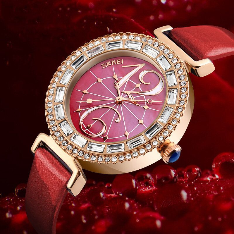 9158 Reloj De Pulsera Para Mujer Con Diamantes De Imitación Dial De Cáscara Reloj De Cuarzo De Diseño Elegante Resistente Al Agua