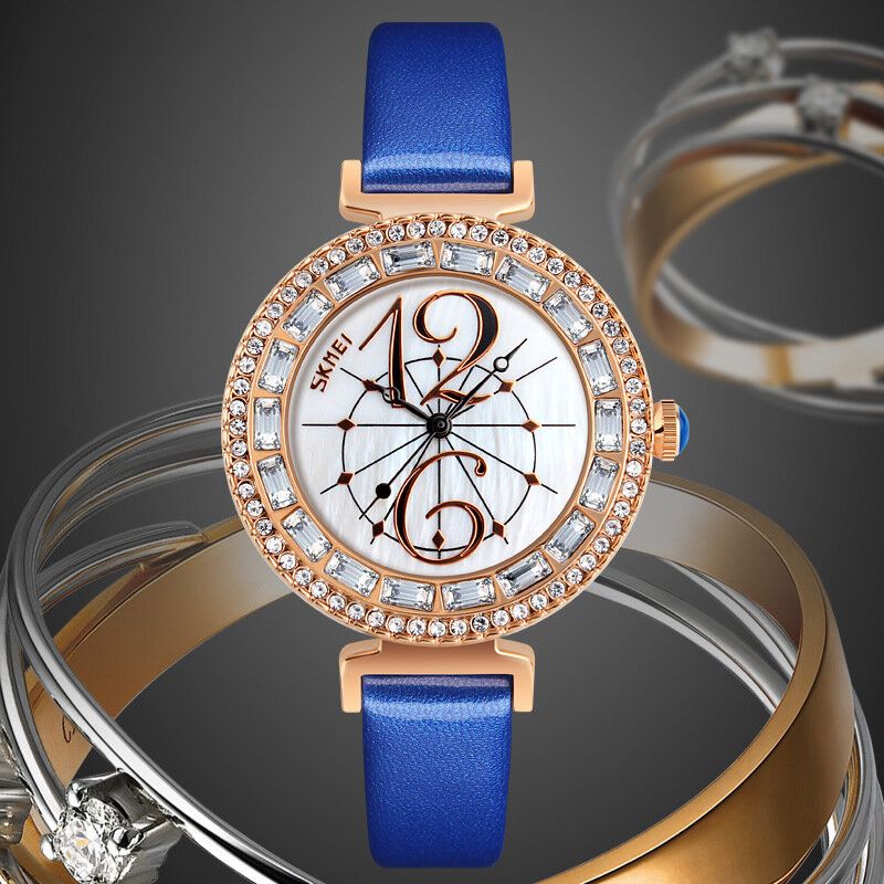 9158 Reloj De Pulsera Para Mujer Con Diamantes De Imitación Dial De Cáscara Reloj De Cuarzo De Diseño Elegante Resistente Al Agua