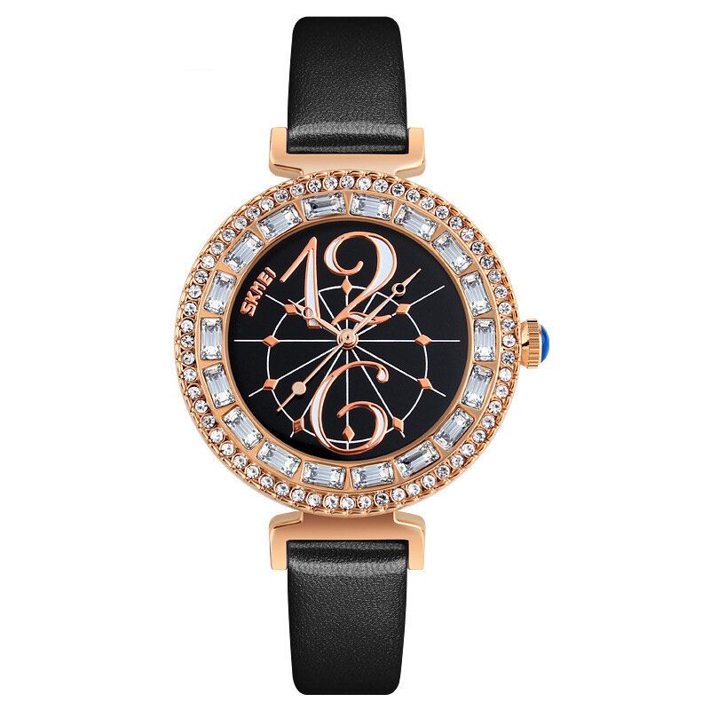 9158 Reloj De Pulsera Para Mujer Con Diamantes De Imitación Dial De Cáscara Reloj De Cuarzo De Diseño Elegante Resistente Al Agua