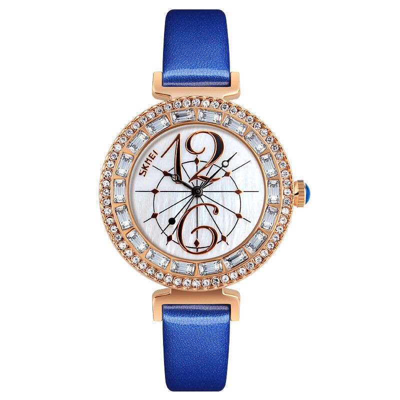 9158 Reloj De Pulsera Para Mujer Con Diamantes De Imitación Dial De Cáscara Reloj De Cuarzo De Diseño Elegante Resistente Al Agua