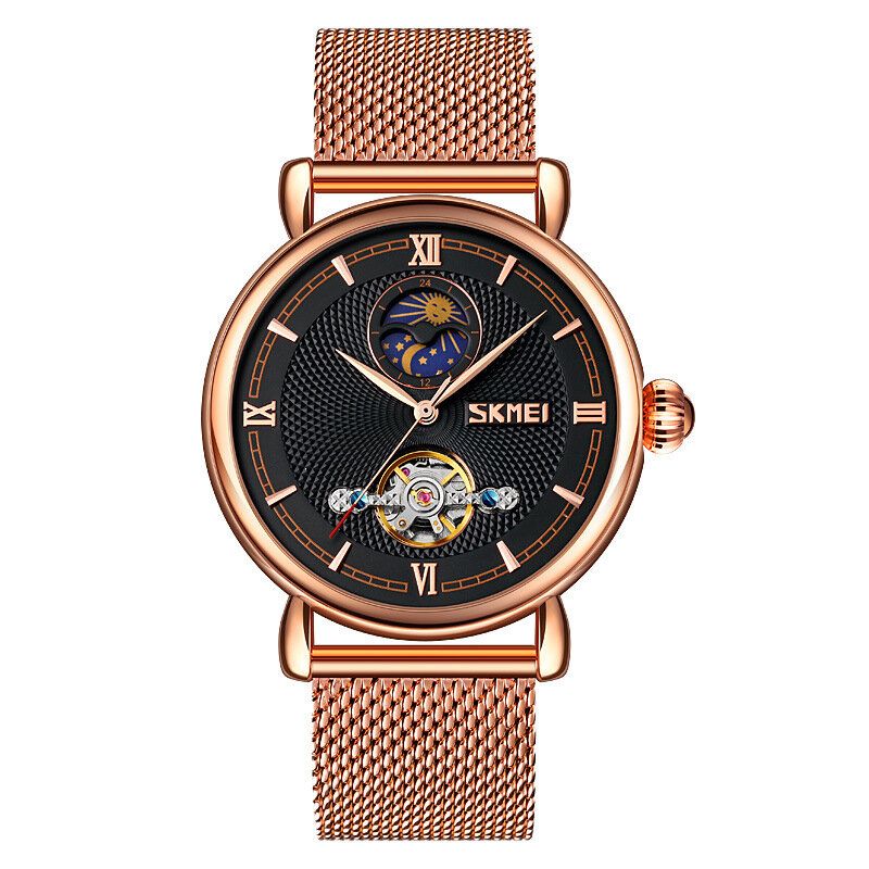 9220 Reloj Mecánico Automático De Estilo Empresarial Reloj De Pulsera Para Hombre Con Fase Lunar De Acero Completo