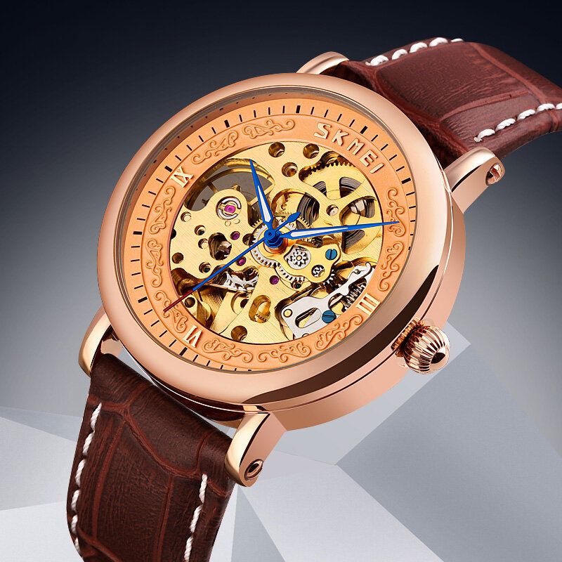 9229 Reloj Automático De Moda Para Hombre Correa De Esfera Hueca Reloj Mecánico De Negocios Resistente Al Agua