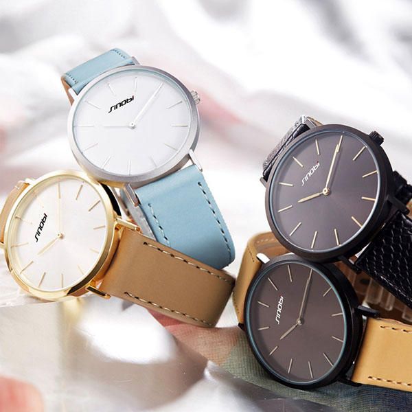 9691 Reloj Para Mujer Reloj De Pulsera De Cuarzo Para Mujer De Marca De Lujo Con Correa De Cuero Pu Simple