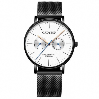 A0101 Reloj De Moda Para Hombre Pantalla Luminosa Cinturón De Malla Metálica Reloj De Cuarzo Ultrafino De Negocios