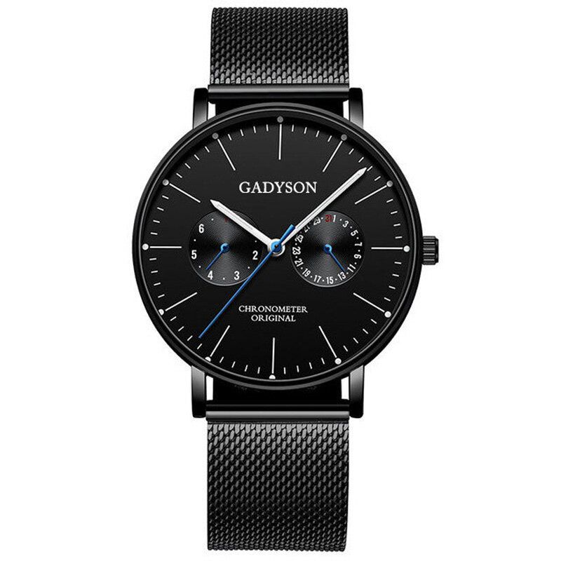 A0101 Reloj De Moda Para Hombre Pantalla Luminosa Cinturón De Malla Metálica Reloj De Cuarzo Ultrafino De Negocios