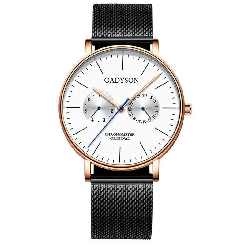 A0101 Reloj De Moda Para Hombre Pantalla Luminosa Cinturón De Malla Metálica Reloj De Cuarzo Ultrafino De Negocios