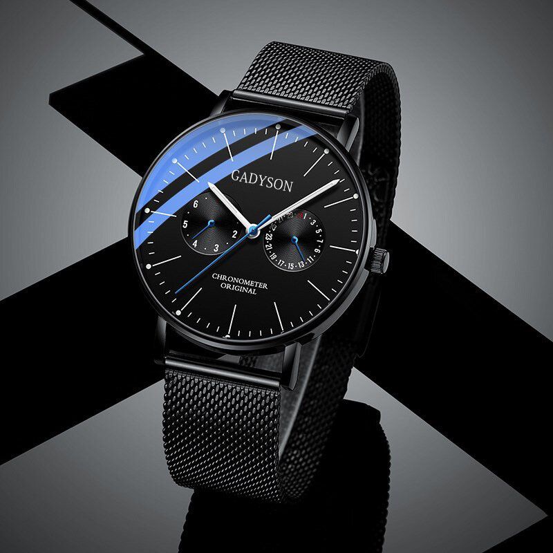 A0101 Reloj De Moda Para Hombre Pantalla Luminosa Cinturón De Malla Metálica Reloj De Cuarzo Ultrafino De Negocios