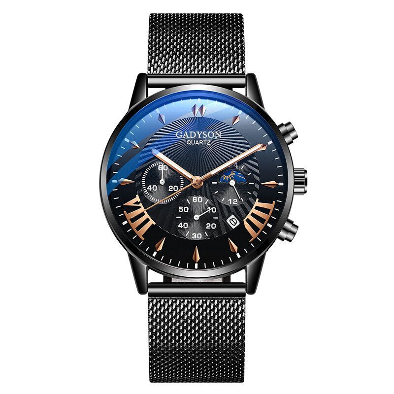 A0102 Reloj De Moda Para Hombre Reloj De Cuarzo De Negocios Con Pantalla De Fecha Luminosa Cinturón De Malla Metálica