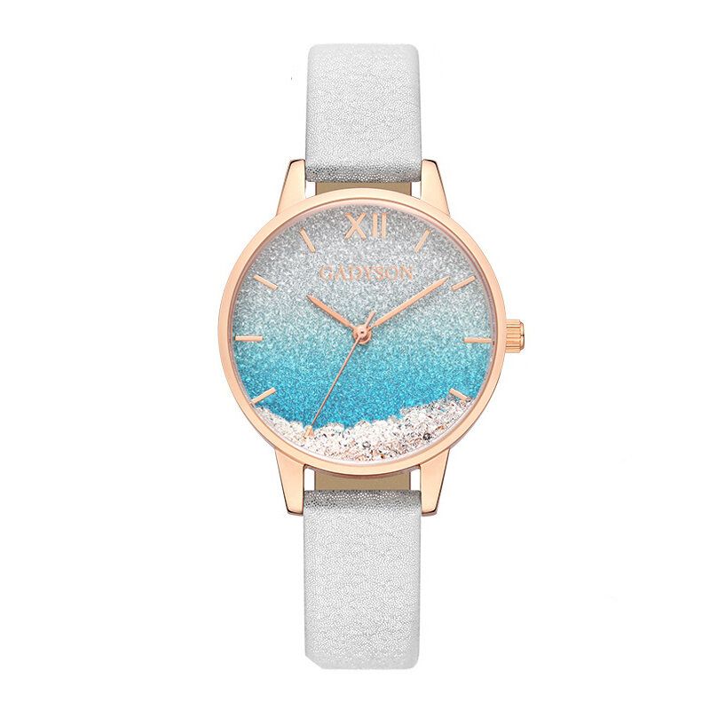 A0901 Reloj De Mujer De Moda Reloj De Cuarzo Femenino Con Correa De Cuero Elegante Y Creativo