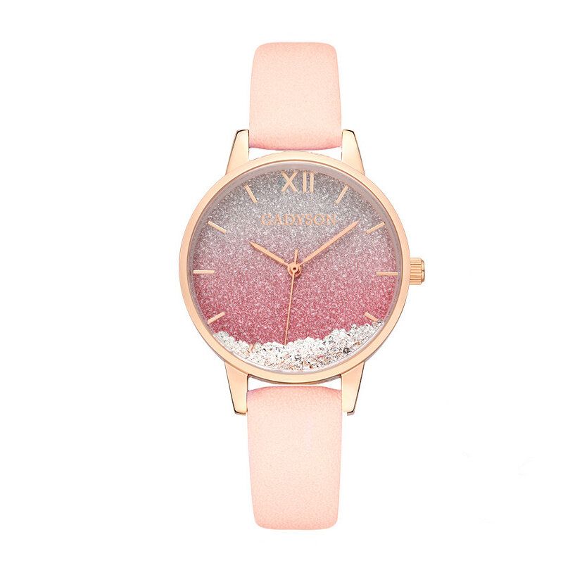 A0901 Reloj De Mujer De Moda Reloj De Cuarzo Femenino Con Correa De Cuero Elegante Y Creativo