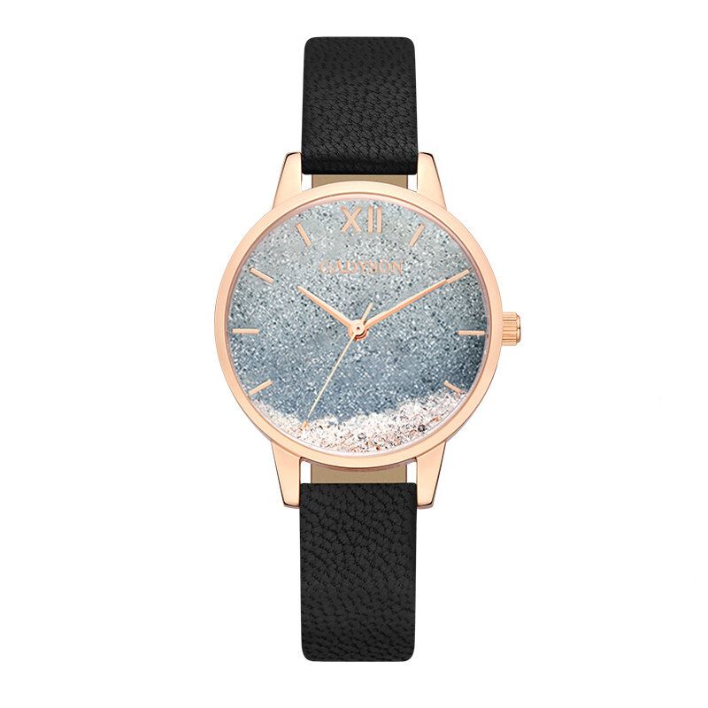 A0901 Reloj De Mujer De Moda Reloj De Cuarzo Femenino Con Correa De Cuero Elegante Y Creativo