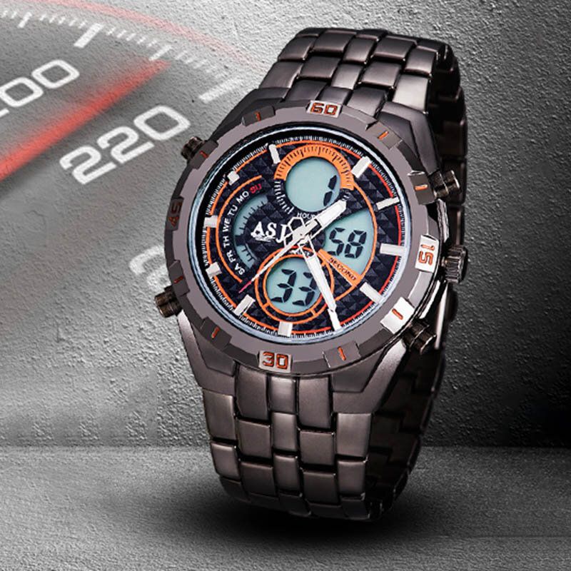 Asj Sports Men Watch Doble Pantalla Cronógrafo Dive Alarm Luminous 3atm Reloj Deportivo Multifuncional Impermeable De Cuarzo