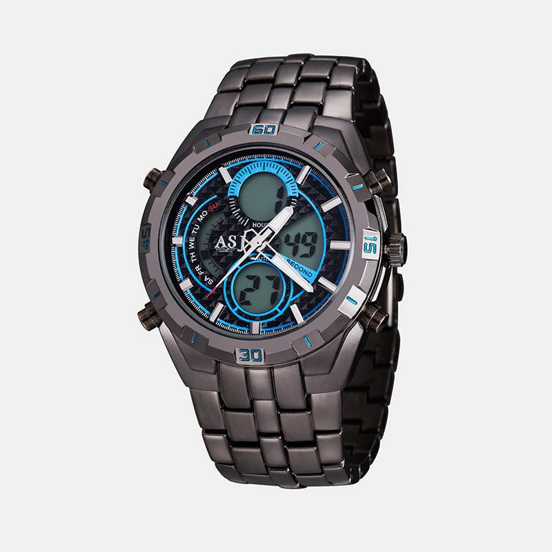 Asj Sports Men Watch Doble Pantalla Cronógrafo Dive Alarm Luminous 3atm Reloj Deportivo Multifuncional Impermeable De Cuarzo