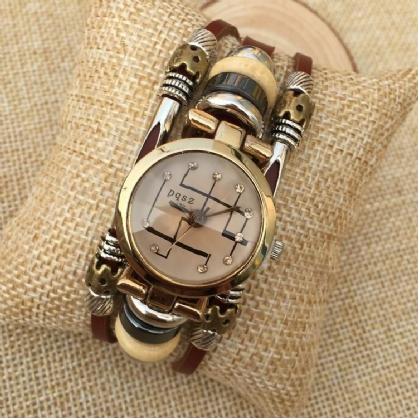 B15 Moda Diamante De Imitación Acero Inoxidable Hebilla Correa De Cuero Pareja Reloj De Cuarzo Pulsera Reloj