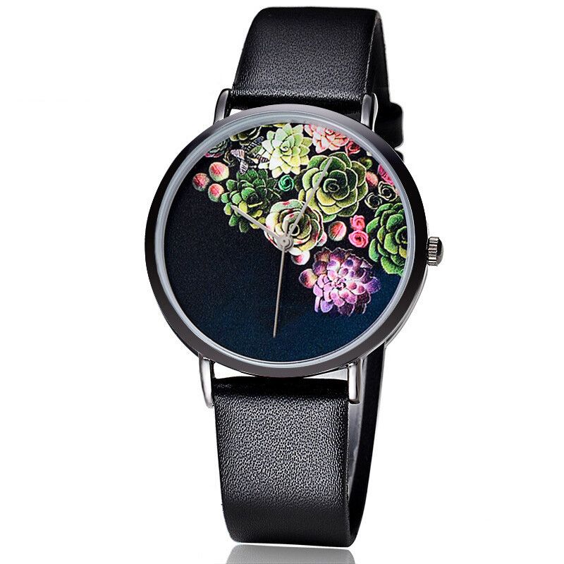 Baosaili 1011 Moda Mujer Reloj Ultrafino Caja Patrón De Flores Dial Correa De Cuero Reloj De Cuarzo