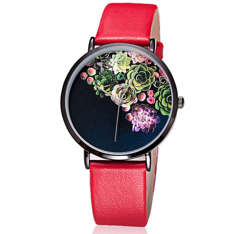 Baosaili 1011 Moda Mujer Reloj Ultrafino Caja Patrón De Flores Dial Correa De Cuero Reloj De Cuarzo