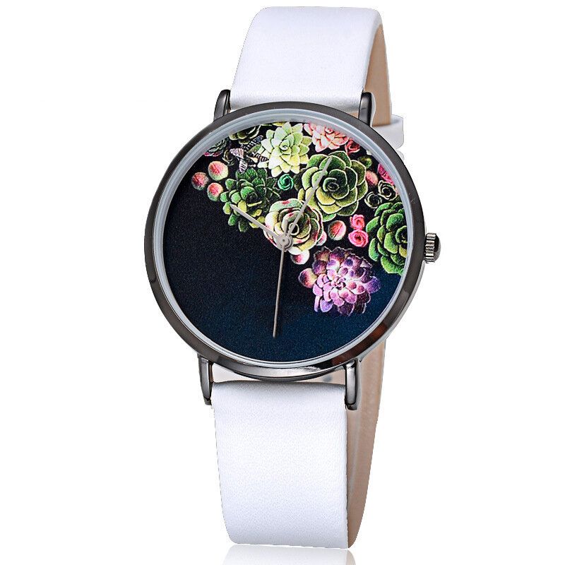 Baosaili 1011 Moda Mujer Reloj Ultrafino Caja Patrón De Flores Dial Correa De Cuero Reloj De Cuarzo