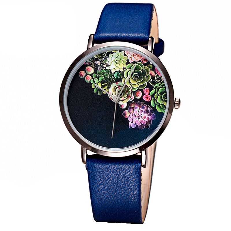 Baosaili 1011 Moda Mujer Reloj Ultrafino Caja Patrón De Flores Dial Correa De Cuero Reloj De Cuarzo