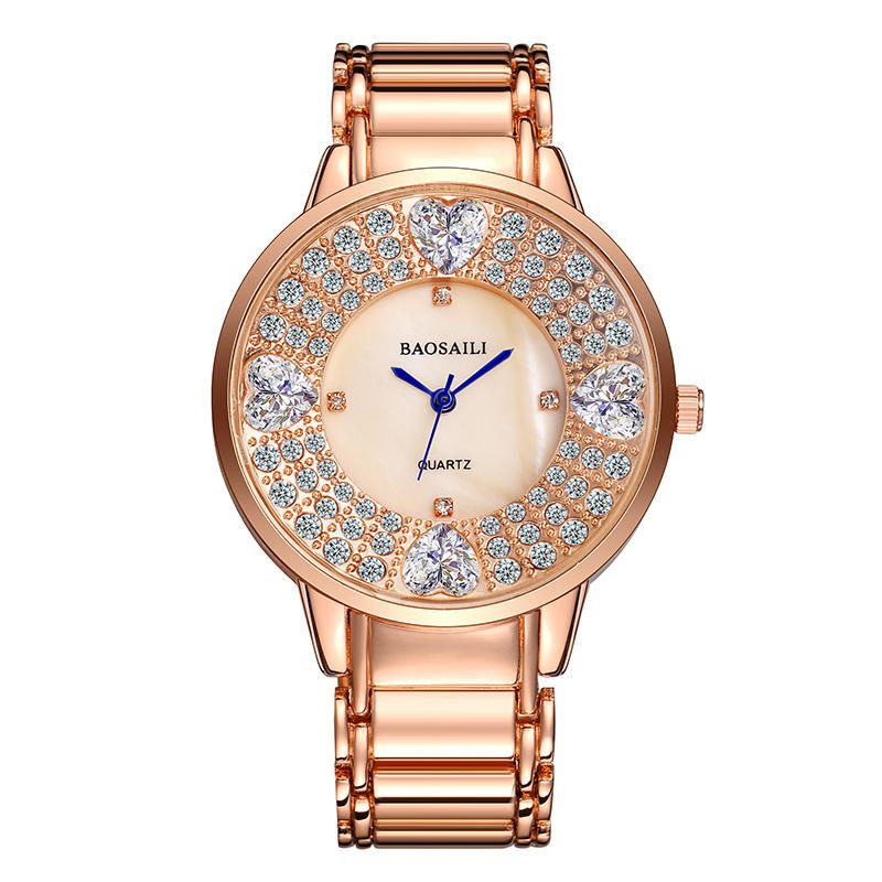 Baosaili Bsl1036 Reloj De Pulsera Brillante Para Mujer Reloj De Cuarzo Con Diamantes De Imitación De Corazón